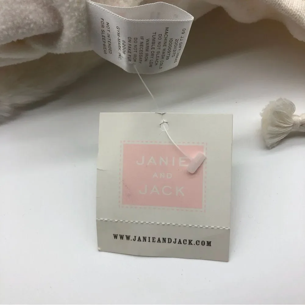 Janie & Jack Braid Knit Beanie Baby Girl 6-12 Mos Fleece‎ Lined Heart Multicolor